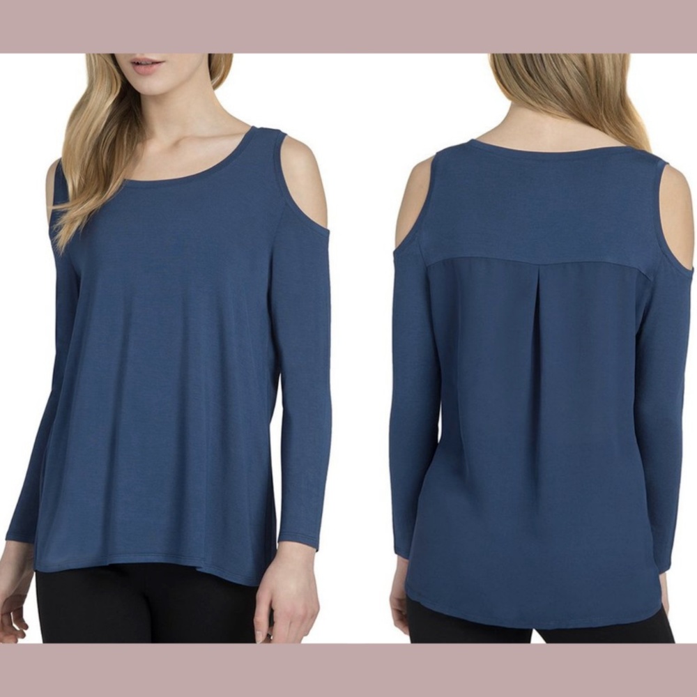 Lysse [ Small‎ ] Cold Shoulder Tee Shirt In Blue Shadow